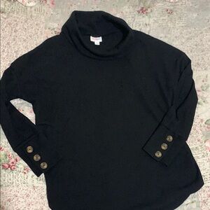 Large Lularoe Black Turtleneck/Cowl neck Sweater with adorable Button Accent